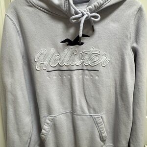 Hollister Light Gray Hoodie with Logo